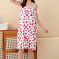Strawberry Pattern Bath Wrap Towel for Women