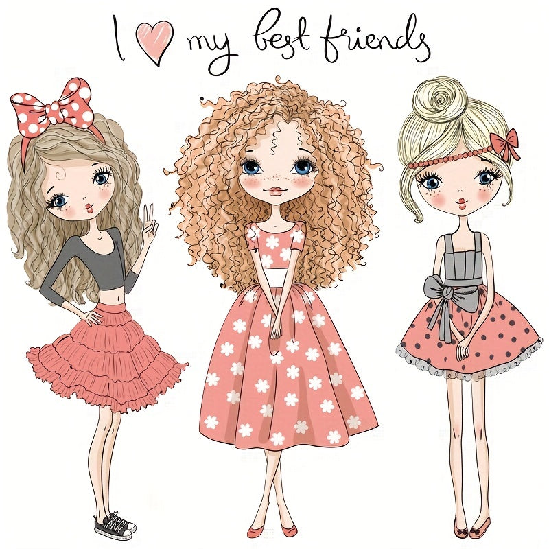 Girls Clothing Heat Transfer Stickers Girlfriends Friendship DIY Iron on Decals