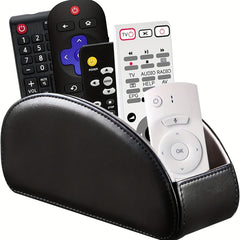 TV Remote Control Holder 5 Compartments PU Leather Remote Caddy Storage Box
