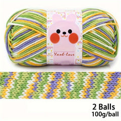 2 Rolls Dye Flower Wool Acrylic Thick Yarn for Crocheting and Knitting, 200g