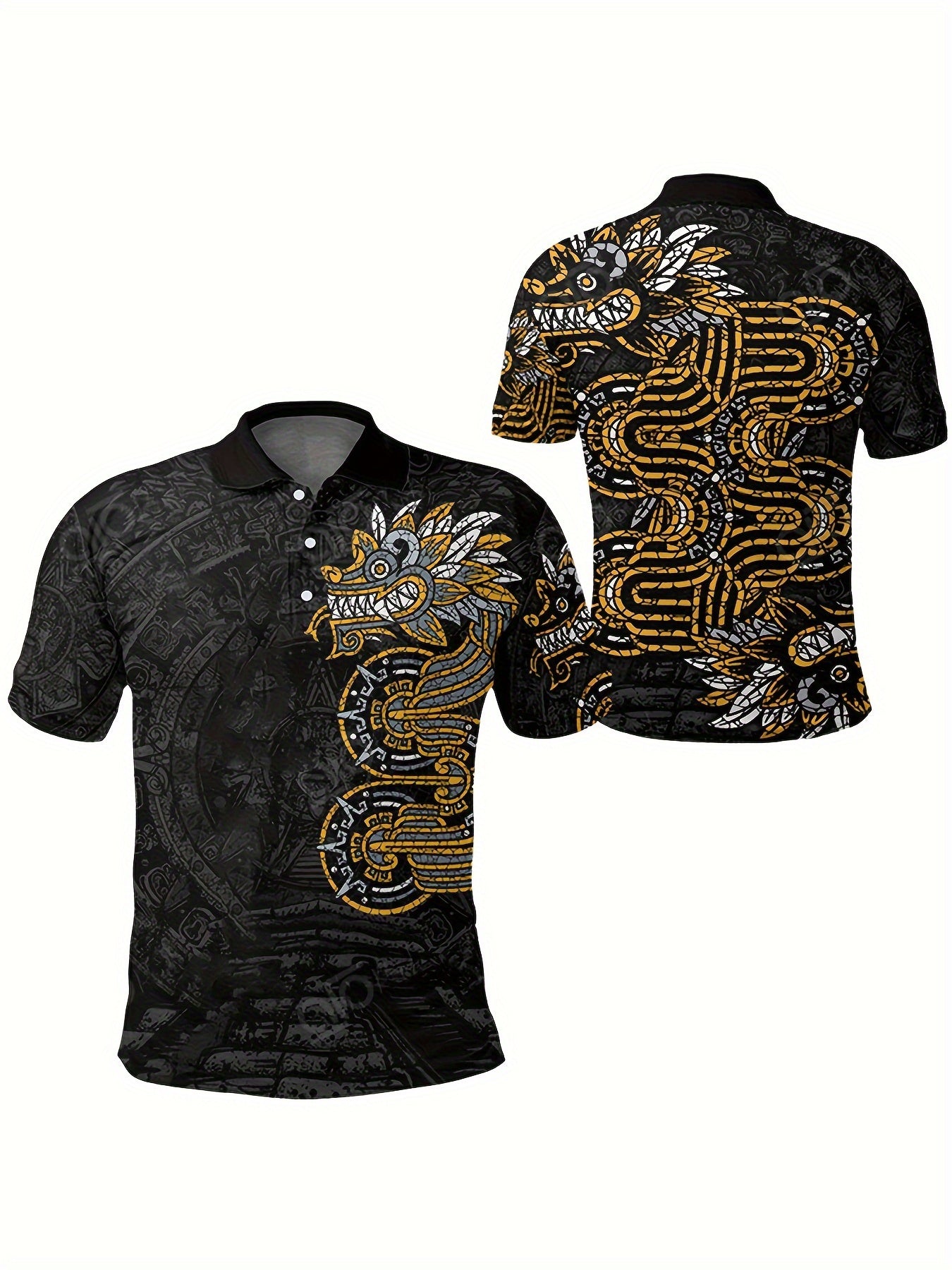 Dragon Pattern Men's Short Sleeve Shirt