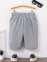 Boy's Cartoon Print Quick Dry Shorts Elastic Waist with Pockets