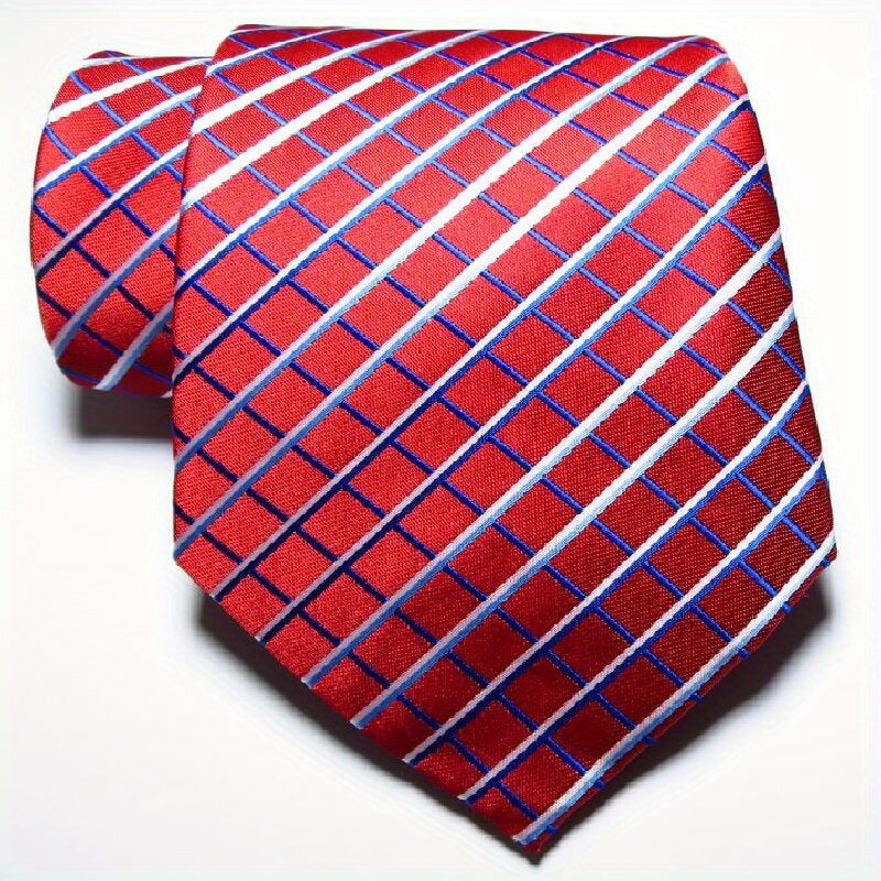Golden Red Pink Jacquard Woven Men's Tie Necktie