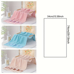 3pcs Leaf Pattern Hand Towel Soft Coral Fleece Quick Drying Absorbent Towel