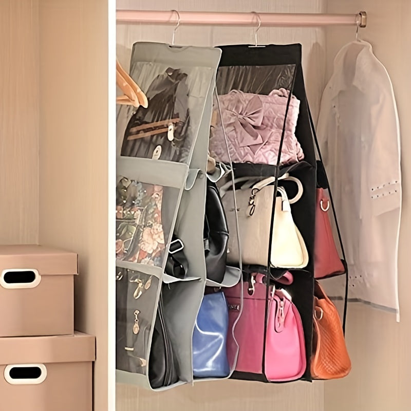 2pcs Hanging Purse Organizers 6 Pockets Clutch Tote Bag Storage