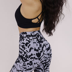 Abstract Camo High Waist Sports Shorts Butt Lifting Tummy Control