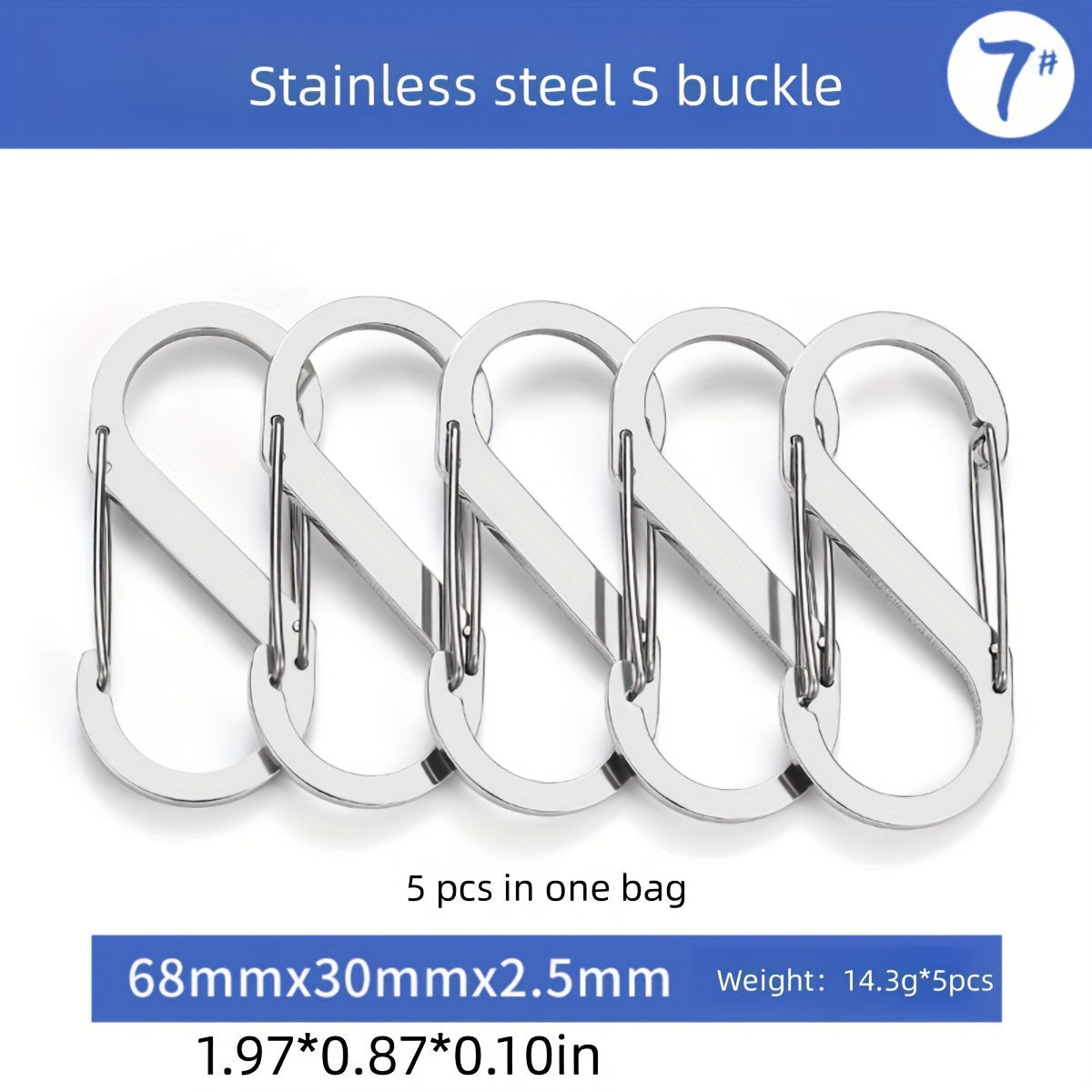 Stainless Steel Hanging Buckle S-shaped Carabiner Keychain