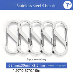 Stainless Steel Hanging Buckle S-shaped Carabiner Keychain