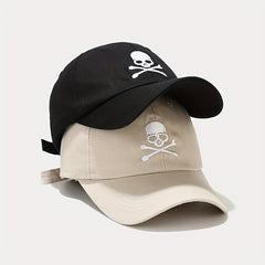 Adjustable Unisex Baseball Cap with Skull Embroidery