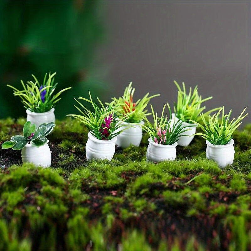 7pcs Mini Succulent Plants for DIY Doll House Fairy Garden Micro Landscaping