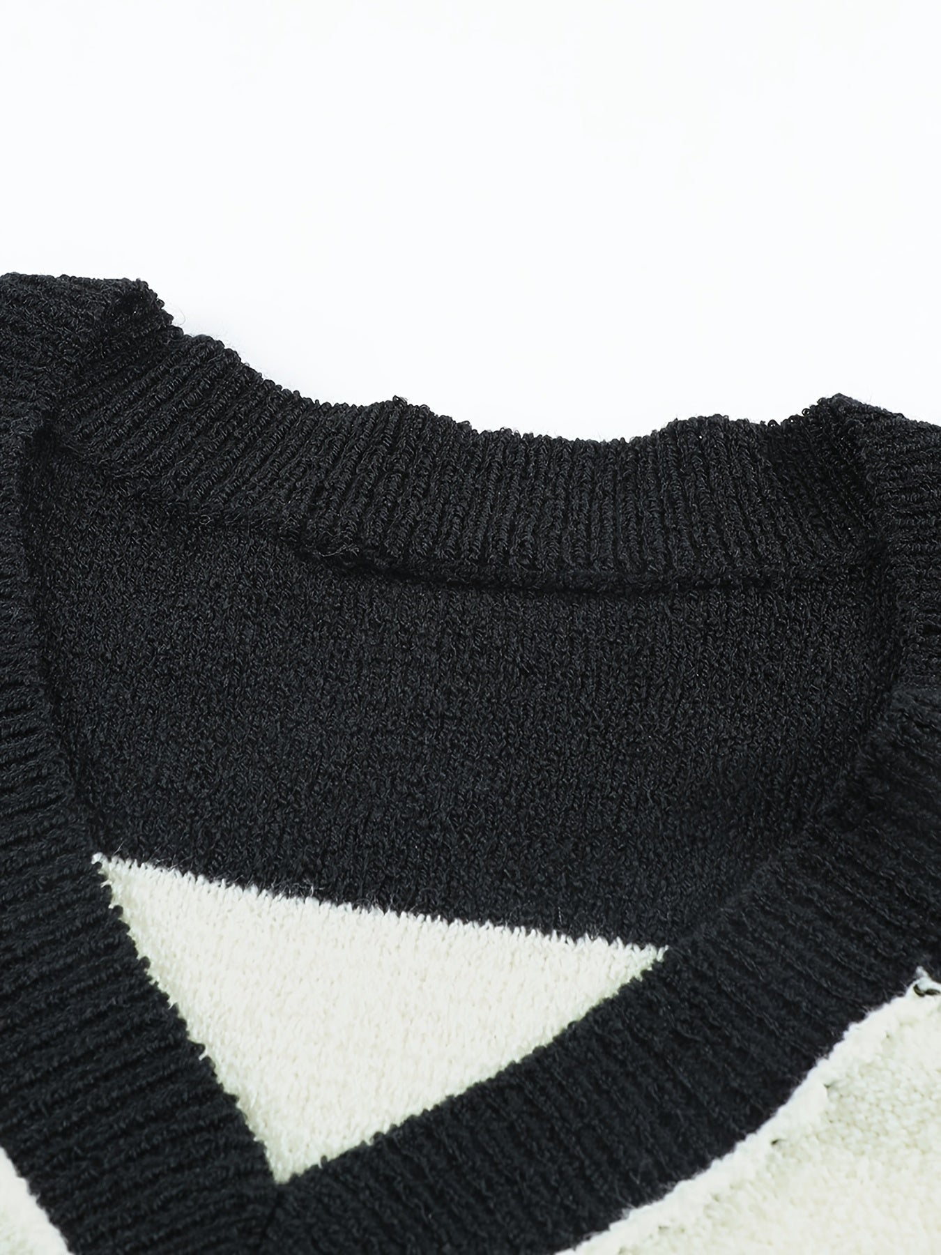 Colorblock V Neck Drop Shoulder Sweater Plus Size