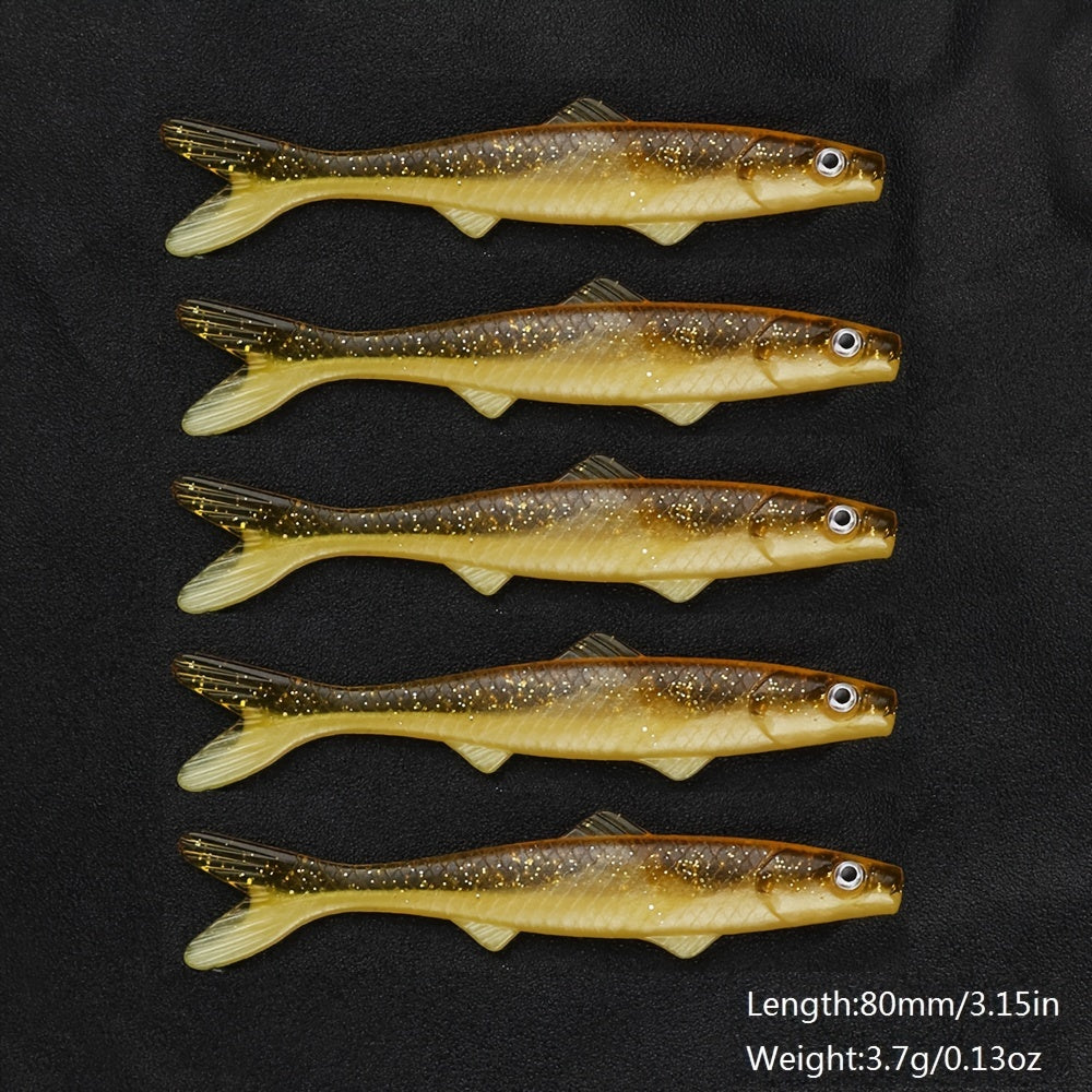 5pcs Fork Tail Soft Lure PVC Bionic Swimbait Fishing Accessories