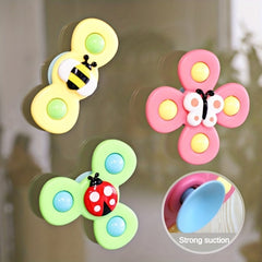 3pcs Suction Cup Rotating Baby Toys - Sensory Birthday Gift