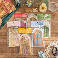 15 Sheets Retro Flower Window Diary DIY Material Collage Card Flower Space Yard