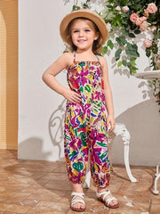 Girls Colorful Graffiti Cami Jumpsuit Halter Neck Casual Long Jumpsuit