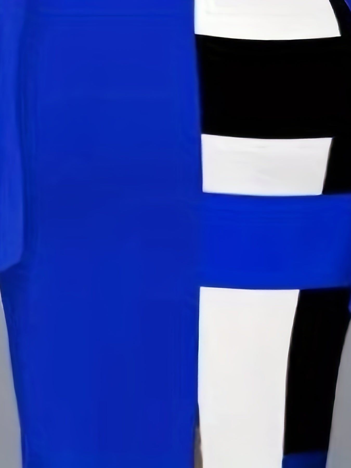 Colorblock Geometric Print Bell Sleeve V Neck Midi Dress