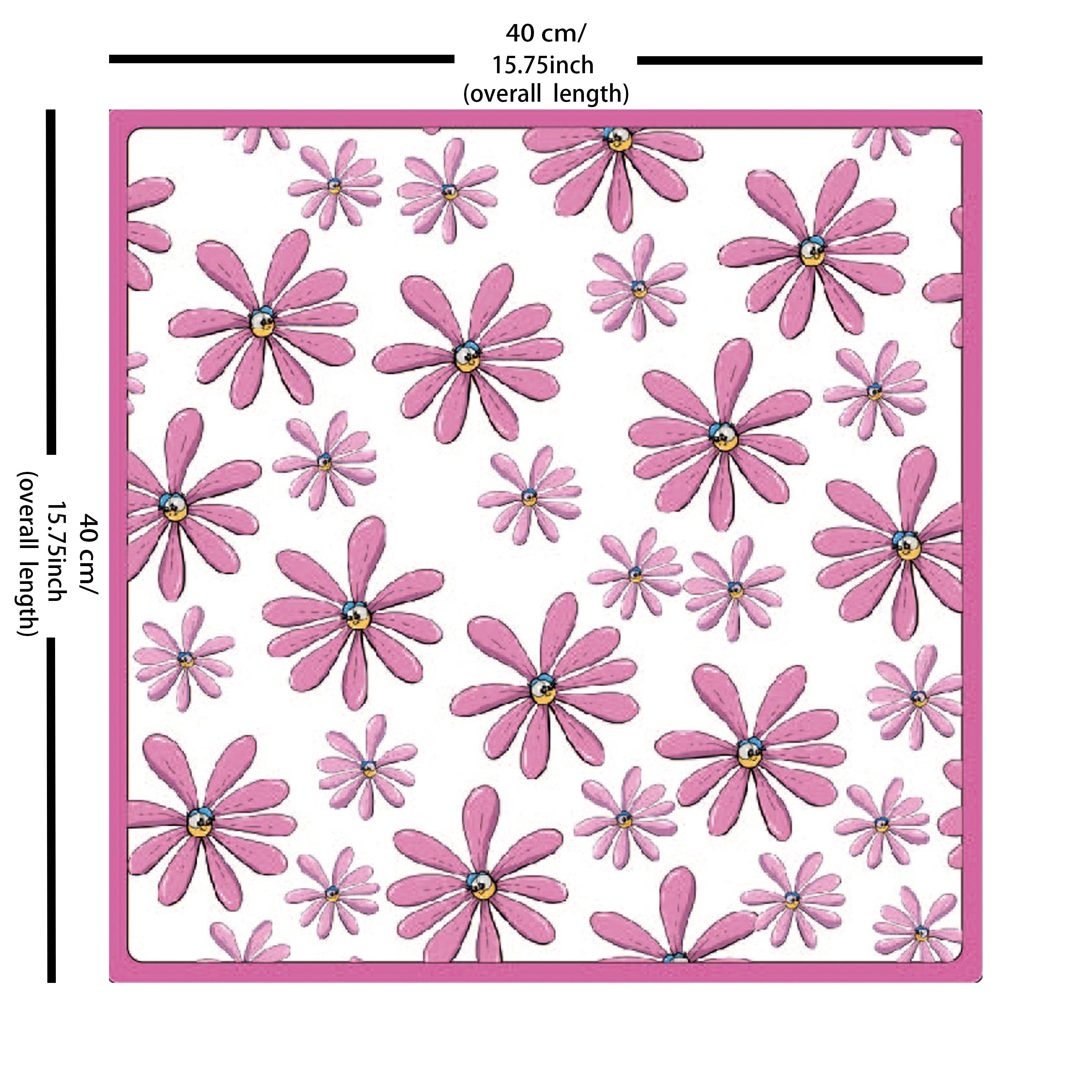 Pink Flower Print Bandana Boho Square Scarf Headband For Women