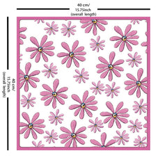 Pink Flower Print Bandana Boho Square Scarf Headband For Women