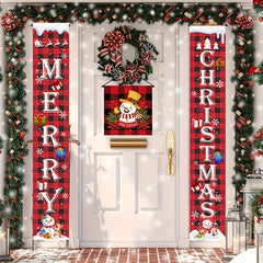 2pcs Christmas Decoration Couplet Indoor And Outdoor Door Curtain