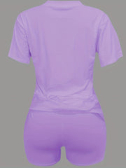 Crew Neck Tee & Slim Shorts Two piece Set
