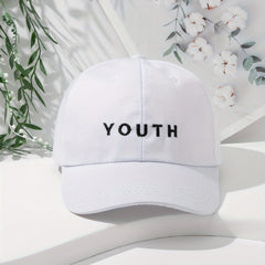Youth Letter Embroidery Baseball Cap Outdoor Sunshade Breathable Duck Tongue Cap