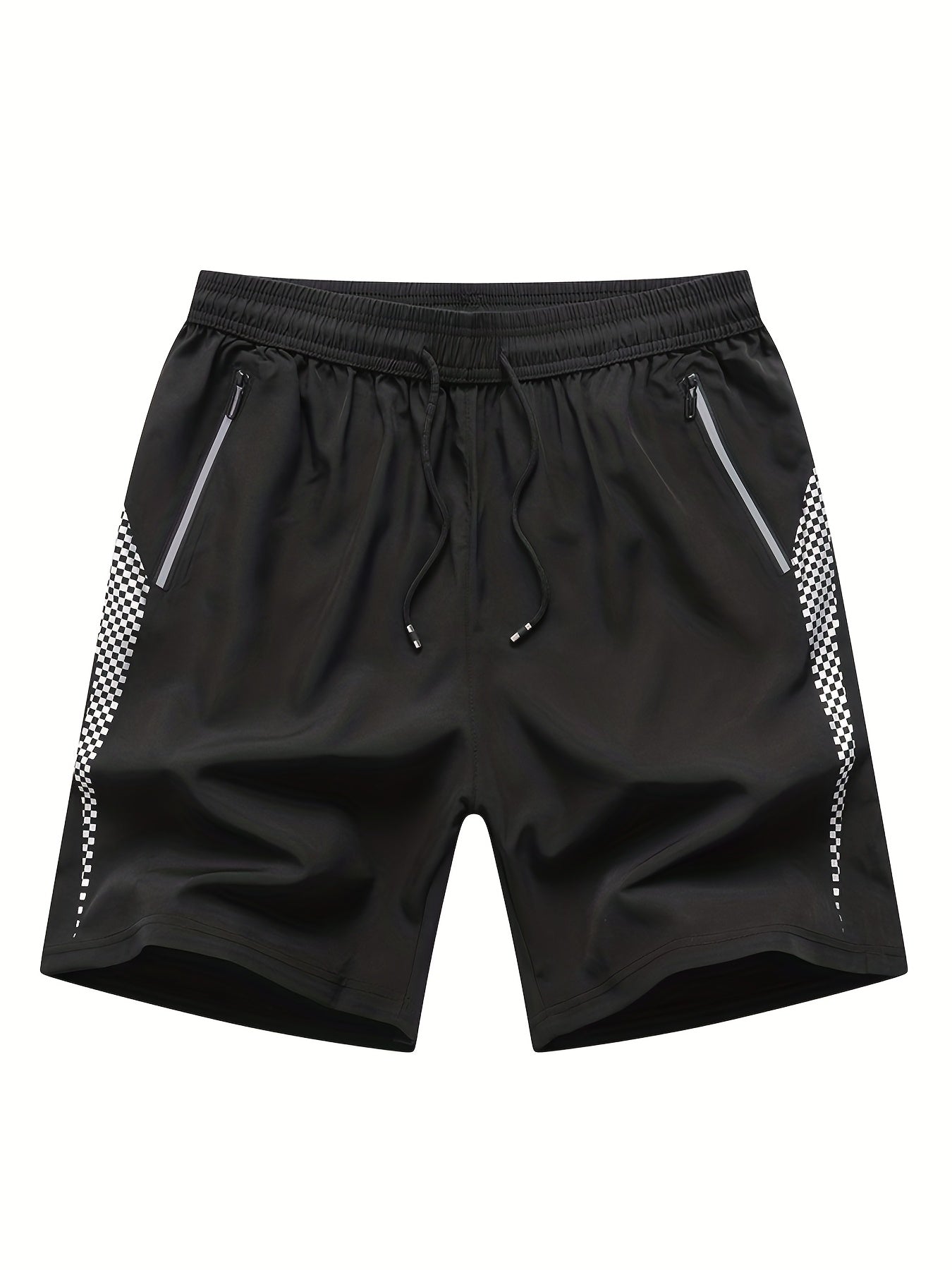 Men's Quick Dry Active Shorts Zipper Pockets Drawstring Waist