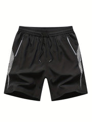 Men's Quick Dry Active Shorts Zipper Pockets Drawstring Waist