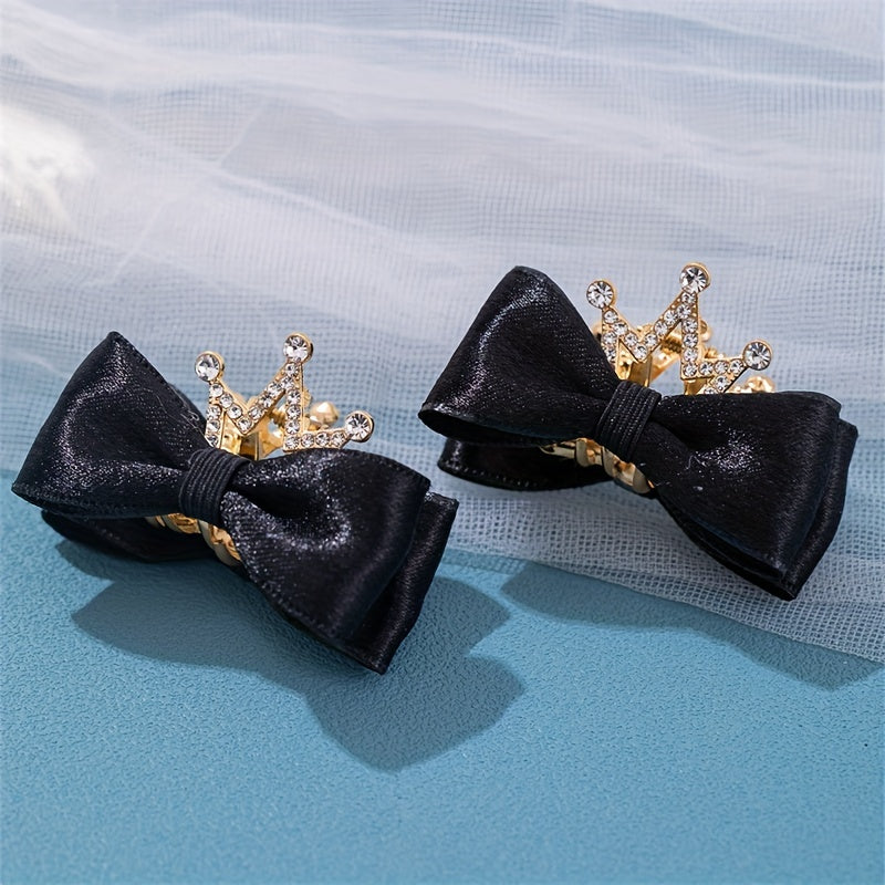 Kids Bow Crown Hair Clip Rhinestone Princess Hairpin