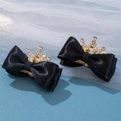 Kids Bow Crown Hair Clip Rhinestone Princess Hairpin