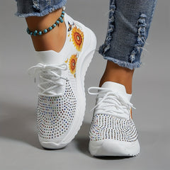 Women's Chunky Sneakers Sunflower Butterfly Print Running Shoes