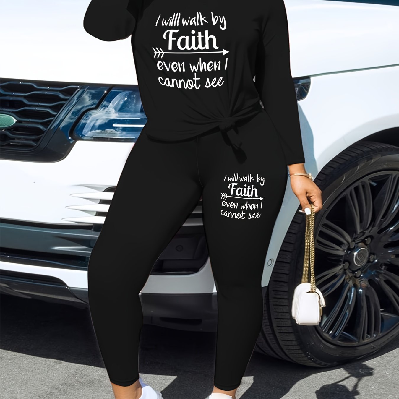 Casual 2pc Set: Crew Neck Top & Slim Pants