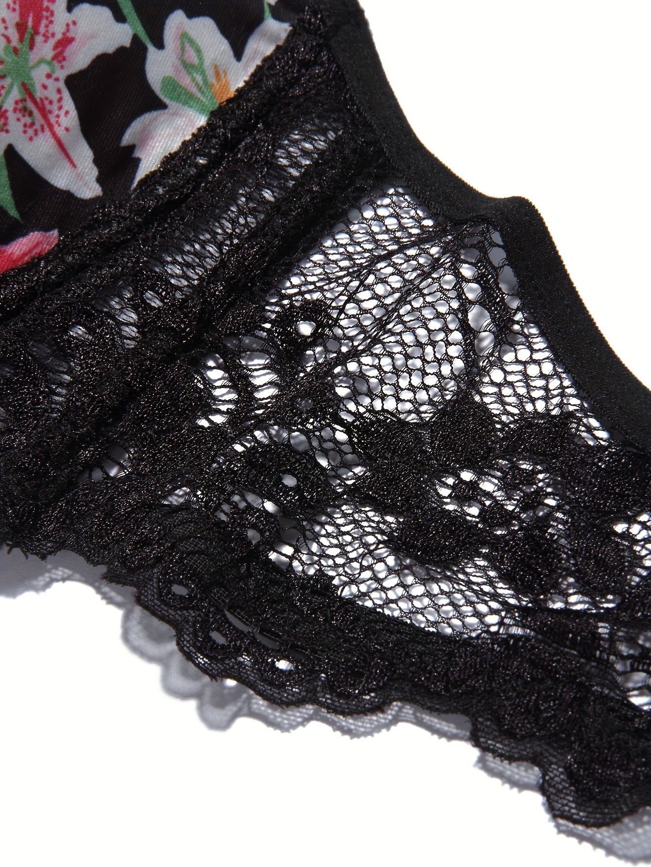 Floral Print Lace Molded Cup Underwire Padded Bra