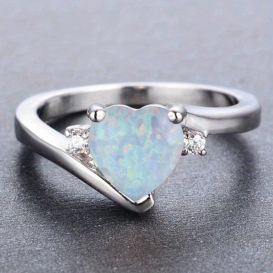 Moonstone Heart Rhinestone Ring Gift For Men And Women