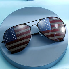 Men's American Flag Sunglasses Metal Frame