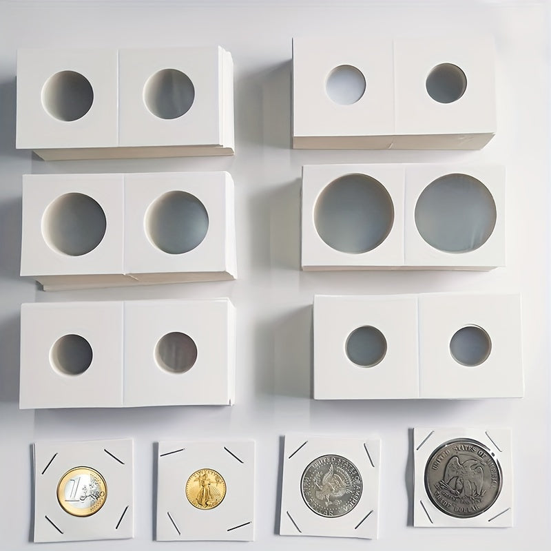 100pcs Square Cardboard Coin Holders for Stamp Collectors & Sorting Coins