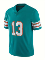Men's 13 Football Jersey V-Neck Short Sleeve Embroidered Sweatshirt