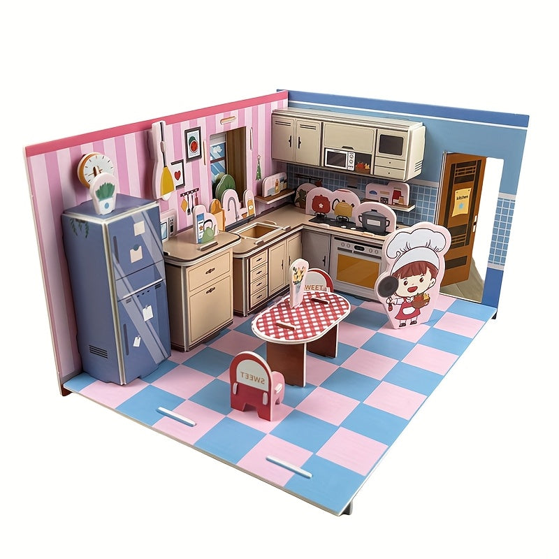 3D Model Kitchen Puzzles DIY Craft Toys for Kids