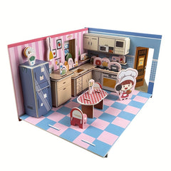 3D Model Kitchen Puzzles DIY Craft Toys for Kids