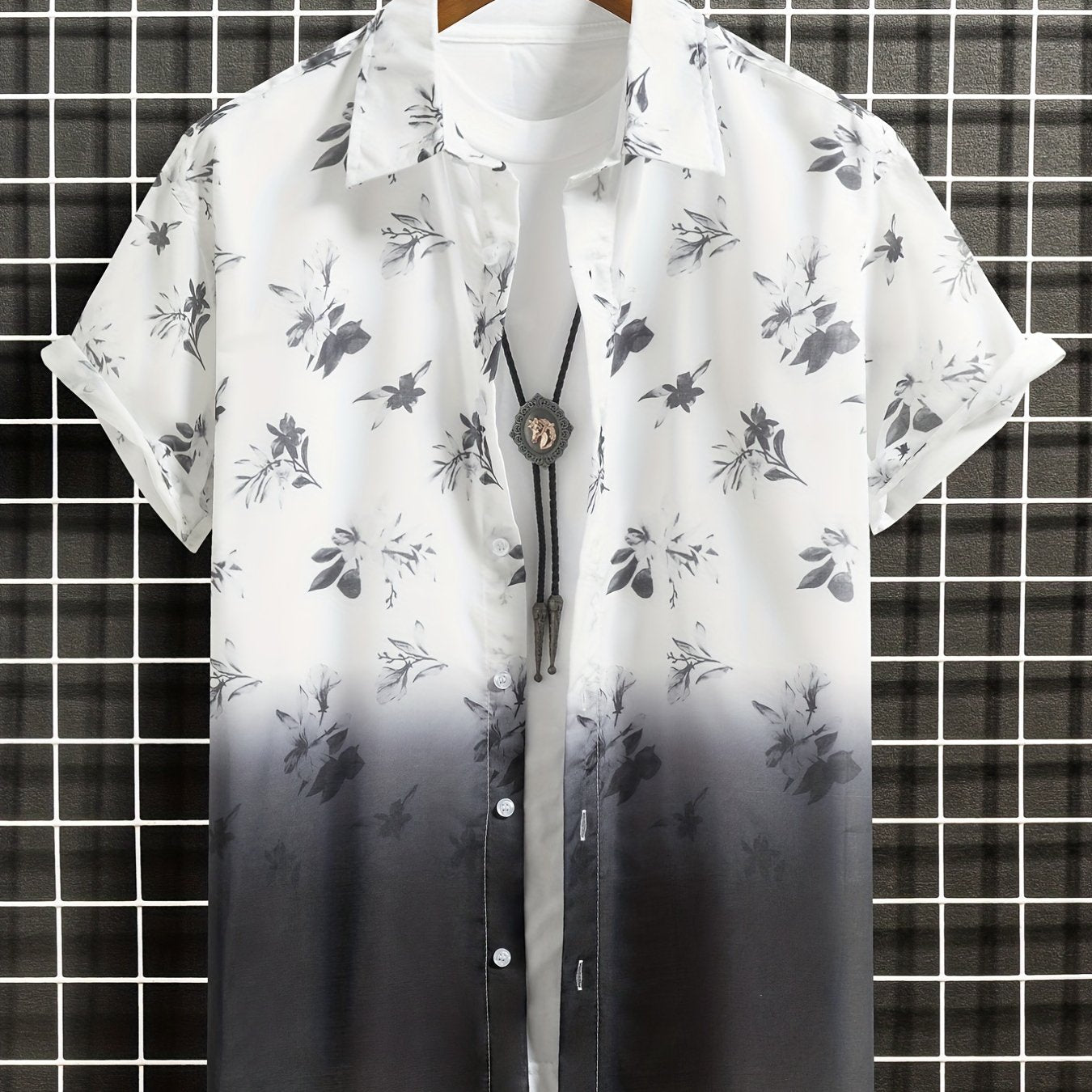 Floral Print Men's Short Sleeve Shirt for Summer Vacation