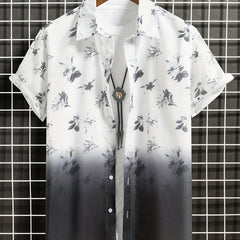 Floral Print Men's Short Sleeve Shirt for Summer Vacation