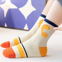 5pairs Boys Kids Breathable Comfy Sweat-absorbing Crew Socks