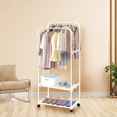 Double Rod Clothes Drying Rack With Shoe Rack