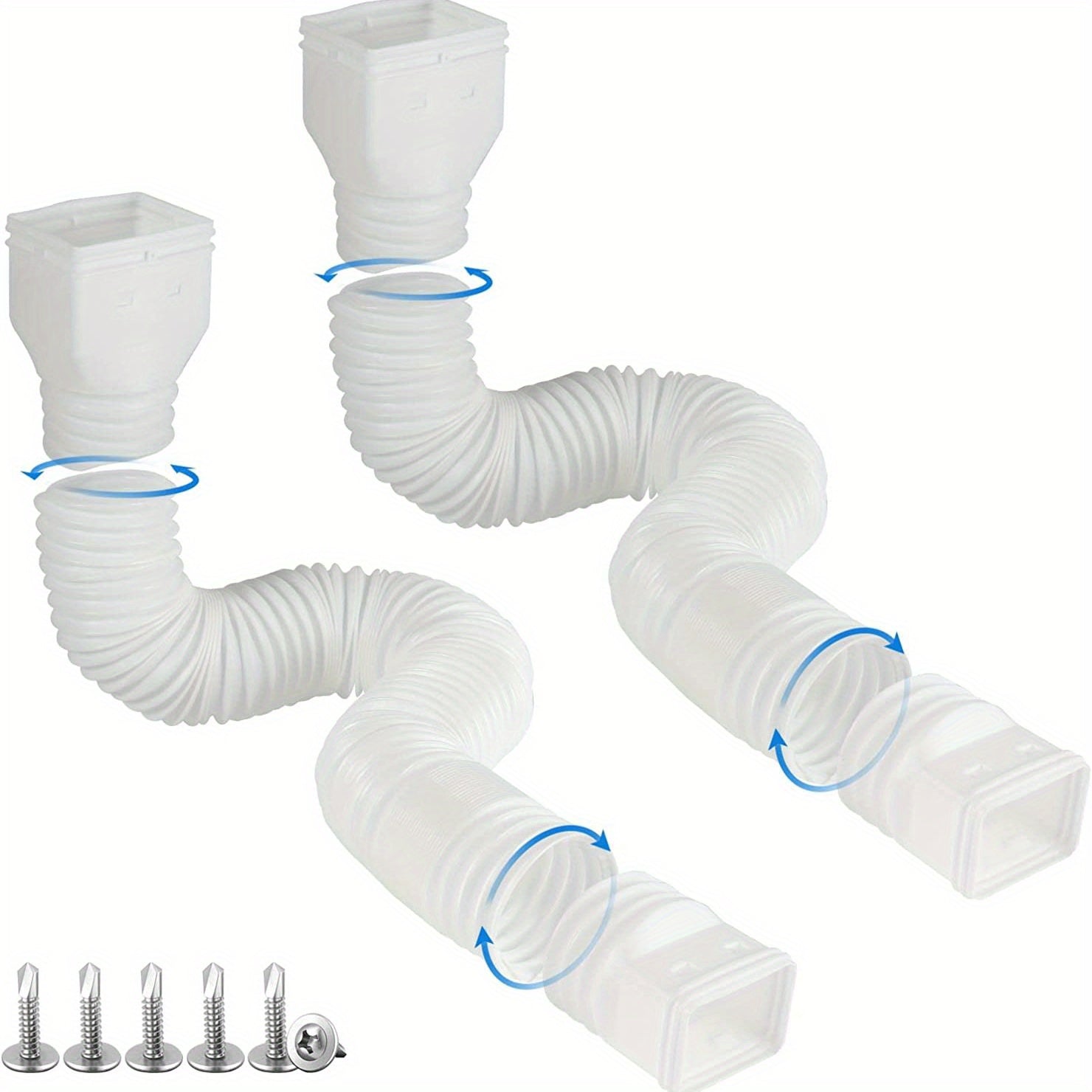 Set of 2 Rain Gutter Drain Extenders, 21-60 Inches, Corrosion Resistant
