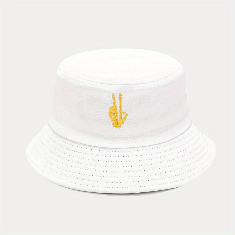 Skull Finger Embroidered Bucket Hat