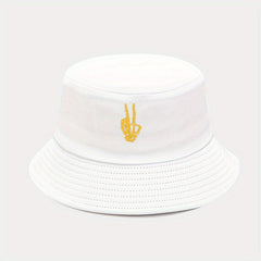 Skull Finger Embroidered Bucket Hat