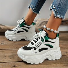 Women's Chunky Sneakers Low Top Lace Up Platform Shoes