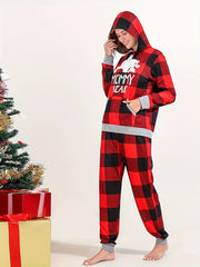Christmas Hooded Top & Plaid Pants Pajama Set