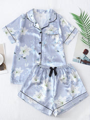 Floral Print Pajama Set Short Sleeve & Shorts