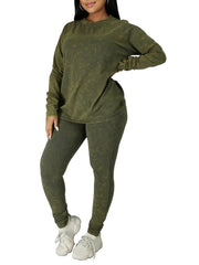 Tie Dye 2 pc Set Long Sleeve Crew Neck T-shirt & Slim Pants Outfit