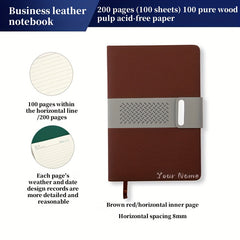 Customizable A5 Business PU Leather Notebook Soft Cover 100 Pages Horizontal Lin